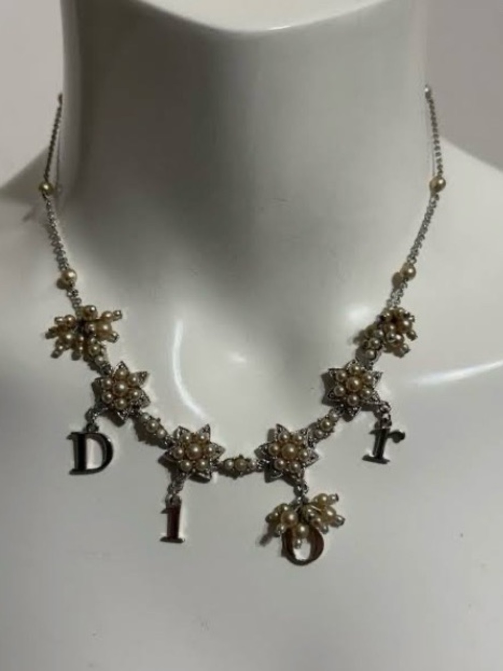 ✨ Vtg Christian Dior John Galliano Pearl Star Logo Collar Necklace Rare ✨